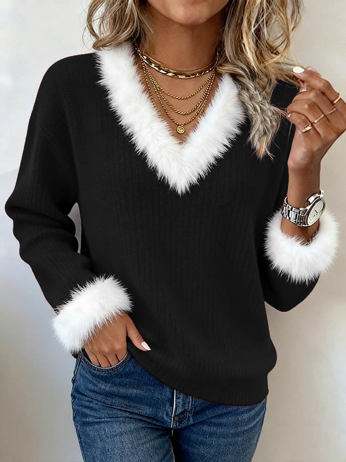 Gunda® | Damen Freizeit Weihnachts Color-Block Oberteil