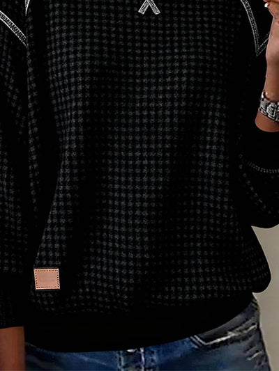 Alina® | Damen Langarm Waffel Sweatshirt mit Rundhalsausschnitt