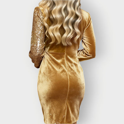 Emilia - Velvet & Sequin Asymmetrical Party Dress