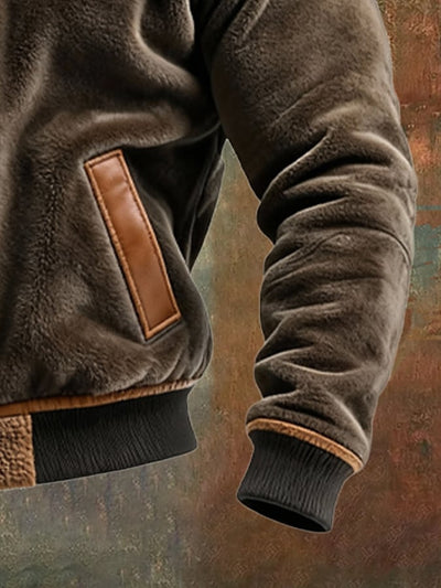 WARME VELVET- UND LEDERJACKE MIT FLEECEFUTTER