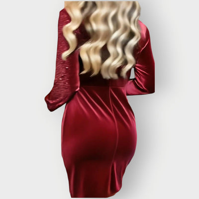 Emilia - Velvet & Sequin Asymmetrical Party Dress