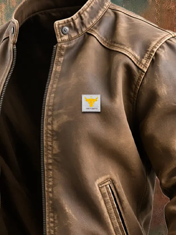 BRAUNE LEDERJACKE IM KLASSISCHEN SCHNITT