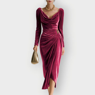 Ela - Luxe Velvet Draped Evening Dress