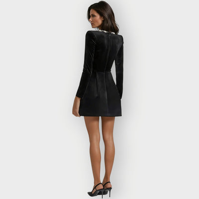 Véronique - Velvet Square-Neck Mini Dress