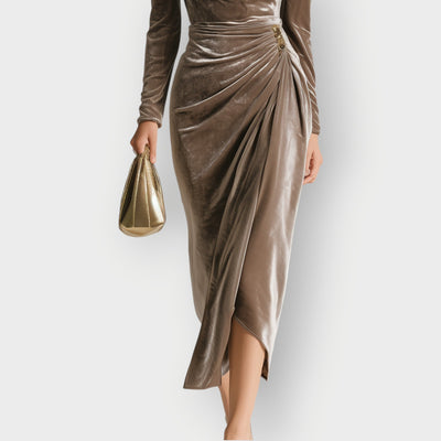 Ela - Luxe Velvet Draped Evening Dress