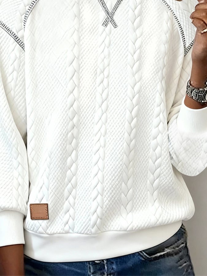 Rosina® | Damen Freizeit Rundhals Jacquard Pullover Sweatshirt