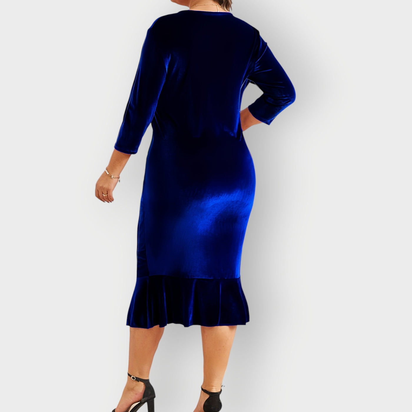 Yara - Luxe Velvet Ruffle Midi Dress