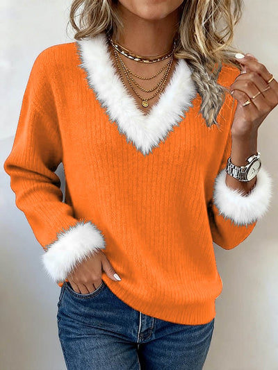 Gunda® | Damen Freizeit Weihnachts Color-Block Oberteil